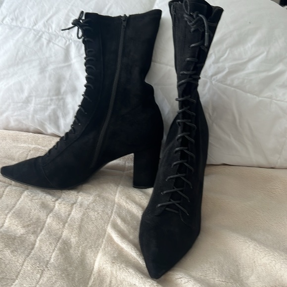 Silent D black suede lace up booties - Picture 2 of 3
